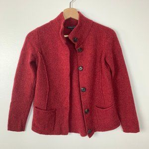 Eileen Fisher Petite Red 100% Wool Cardigan